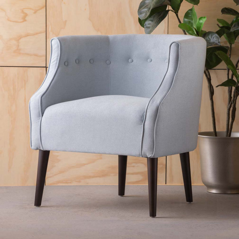 Fauteuil demi-tonneau Kamdyn, Tissu bleu clair