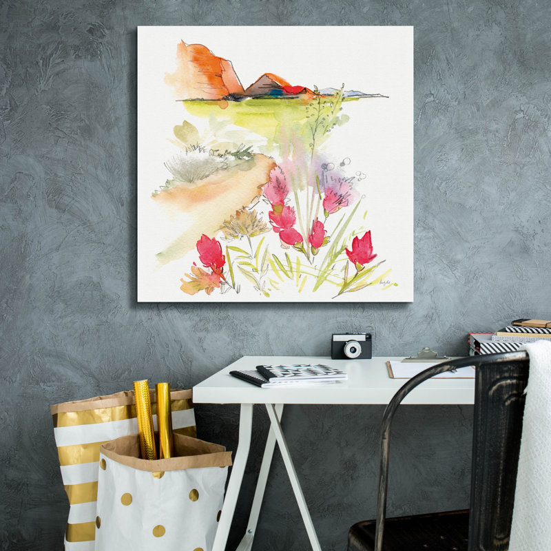 "Epic Graffiti" Desert Blooming "par Kristy riz, art mural sur toile, H 26 po x l 26 po x P 1,5 po