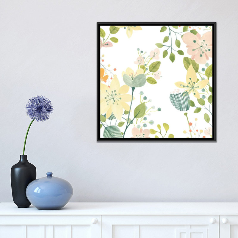 «Garden Galore IV», impression sur toile, H 18 po x l 18 po x P 1,5 po, Toile encadrée noire, Pas de tapis