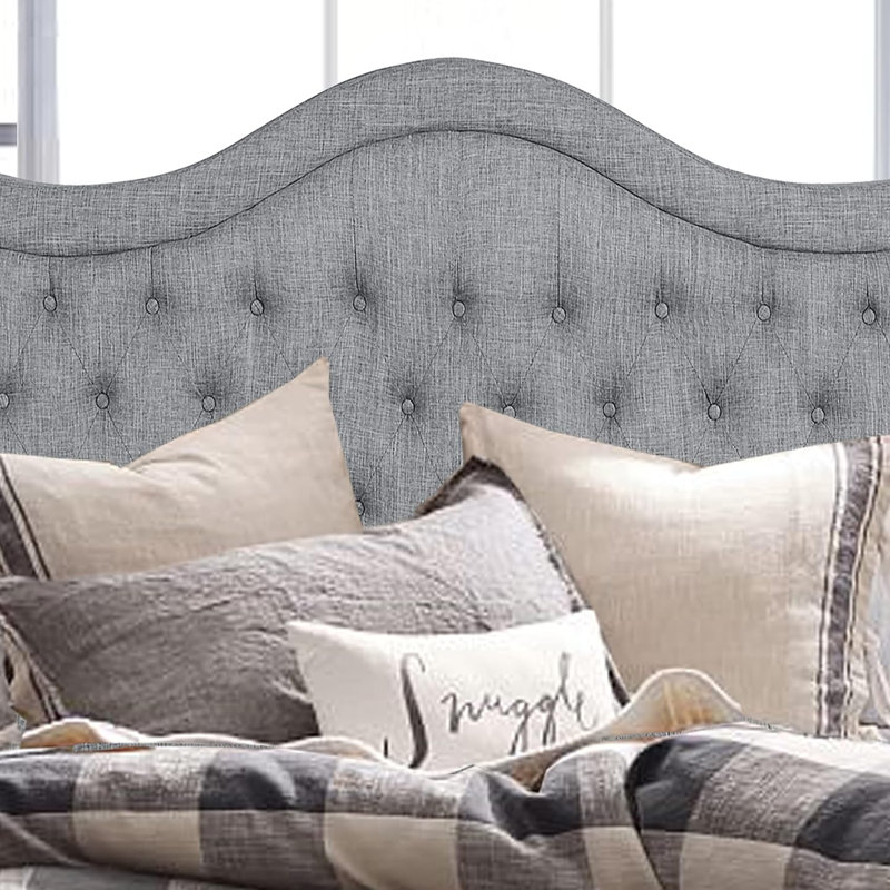 Upholstery Adjustable Headboard with Fine Linen  and Button Tufting for Bedroom, Gray, King
