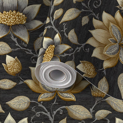 Papier auto-adhésif à peler et coller de papier peint à motif floral moderne de luxe auto-adhésif et amovible 24 po x 118 po (60 x 300 cm)