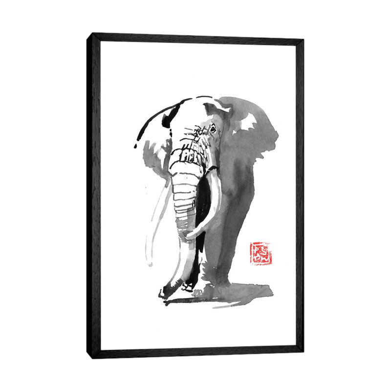 Elephant by Péchane - Print on Canvas, Black Framed, 152.5 cm H x 101.5 cm W