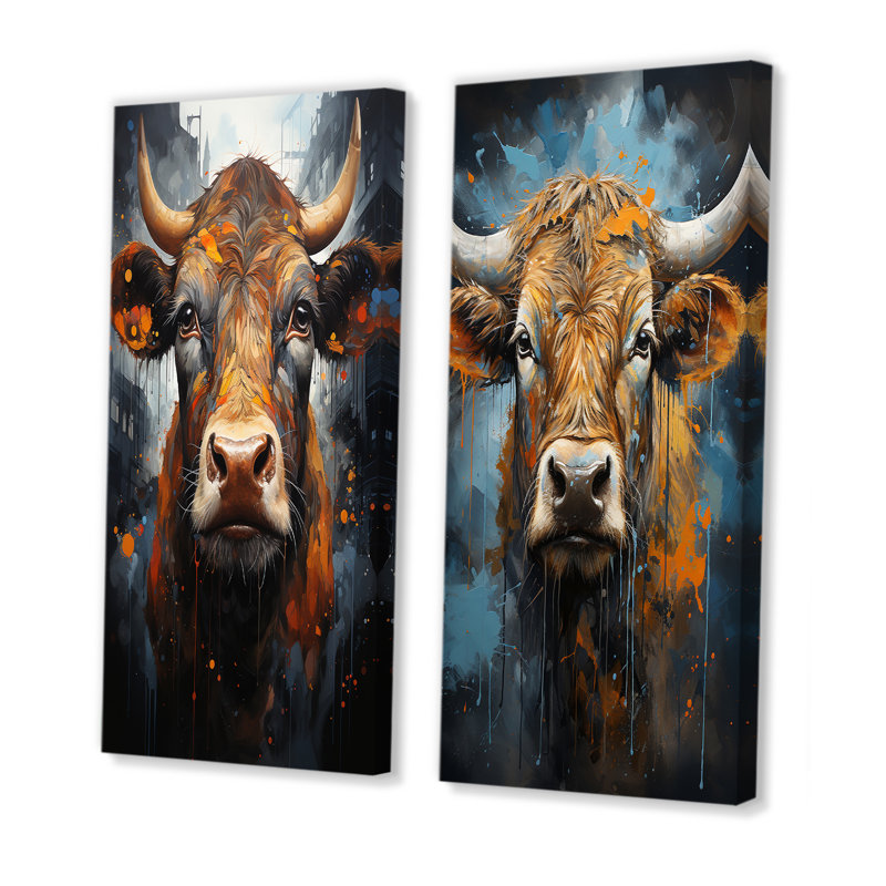 «Liquide Fusion», ensemble de 2 reproductions d'art mural, Toile tendue, H 40 po x l 41 po