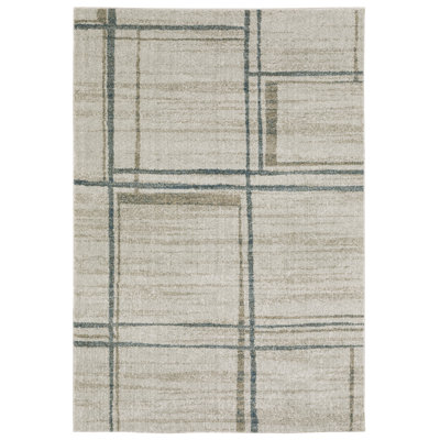 Tapis décontracté géométrique Amarillo, beige / bleu