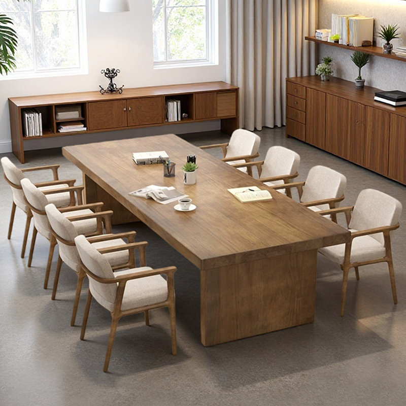 Grande table de conférence moderne en bois massif de 8 pieds, H 29,53 po x L 94,5 po x l 39,37 po