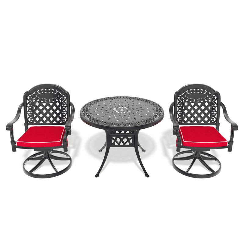 Ensemble de salle à manger toutes saisons en fonte d'aluminium pour le plaisir et la détente en plein air, 2