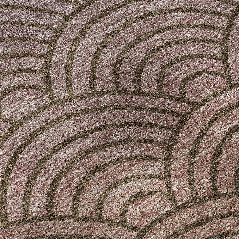 Premium Machine Washable Mayfield AMF2414 Arc Rug, 1'8" x 2'6", Chocolate