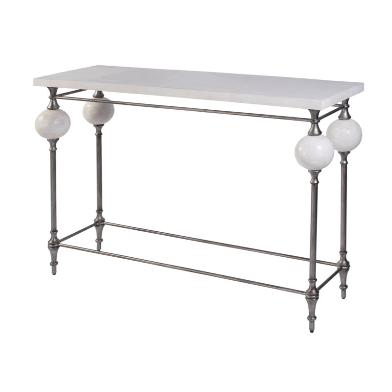 48" W Rectangular Stone and Metal Console Table