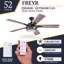 Ventilateur de plafond d'intérieur et d'extérieur 52 po avec lumière DEL Freyr