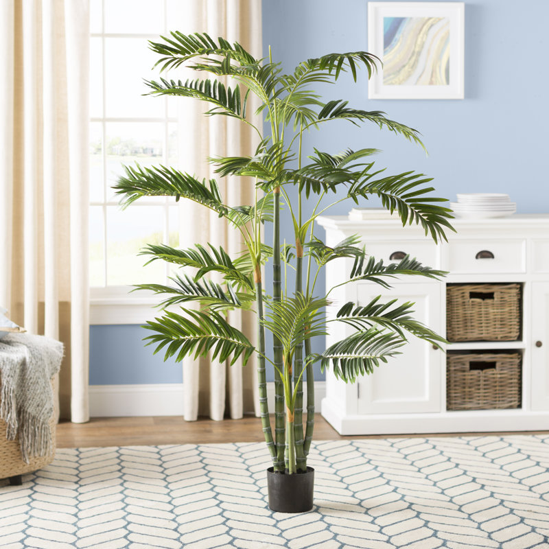 Faux Palm Tree in Pot, 60" H x  32" W x 32" D