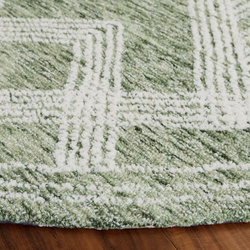 Pine Hand Tufted Wool;Cotton Geometric Rug, Round 6'