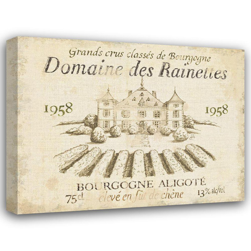 «Red Barrel Studio® Brissonnet, Daphne Gallery, art sur toile tendue« French Wine Label III Cream », H 20 po x l 24 po