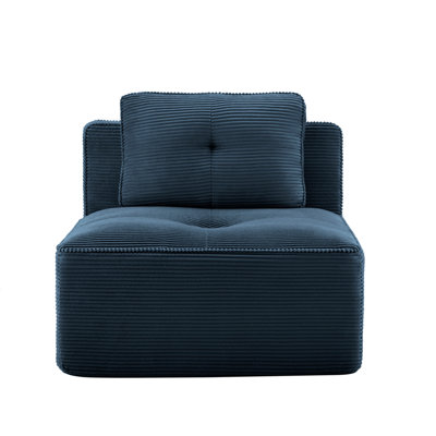 Armless Sofa W/Pillow Corduroy -Blue