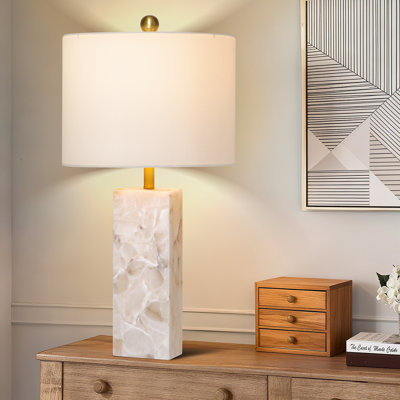 26.5In Alabaster Lamp, Marble Lamp Nightstand Lamp Table Lamp For Living Room Bedroom