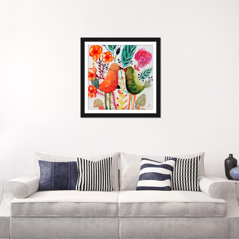« le baiser », reproduction sur toile, Papier d'art encadré noir, H 16 po x l 16 po x P 1 po