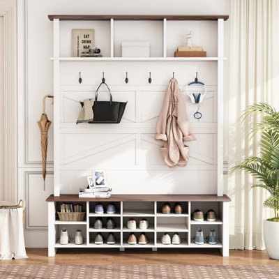 Hall Tree 56.3" Wide With Bench And Shoe Storage by Lark Manor