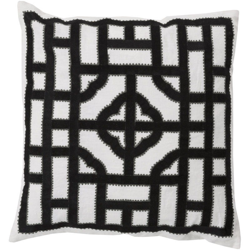 Geometric Down Throw Pillow, Ivory/Charcoal, 22" H x 22" W
