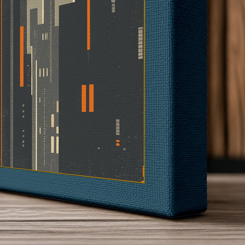 Skyline Art Deco - Wrapped Canvas, 30x20 - 76.2 x 50.8 cm, Teal Border
