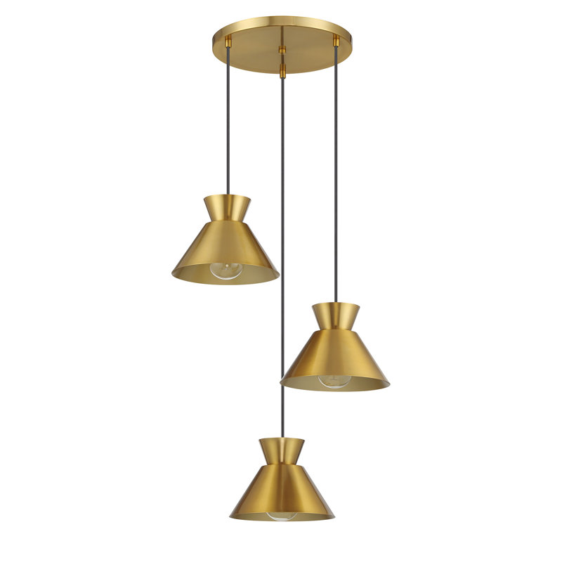 Lustre multi-points 3 lumières Nyjia, Laiton naturel
