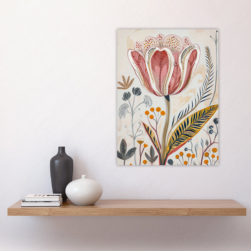 Tulip Flower Folk Art Floral Wall Art Print