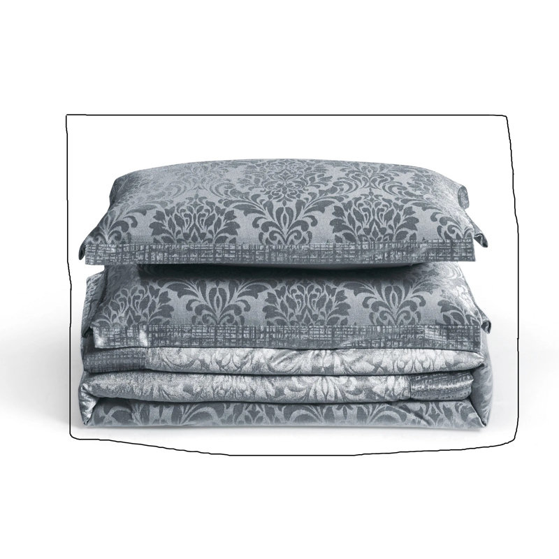 Microfiber Bedspread with Pillow Shams Included, Grey , Double