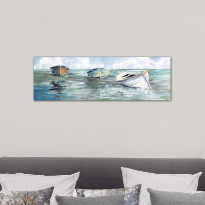 Caught at Low Tide I by Carol Robinson - Wrapped Canvas Panoramic Painting Print
