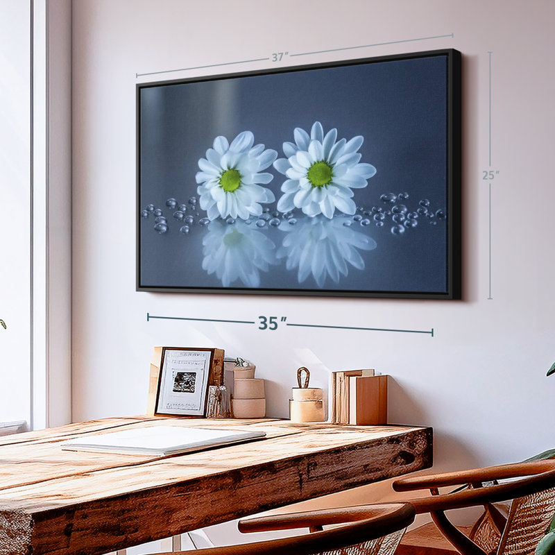 Impression sur toile de marguerites blanches, H 9 po x l 13 po