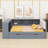 Space-Saving Platform Bed with Storage Shelves, Trundle, and Built-in Charging Station, Upholstered Headboard for Bedroom-1045058778