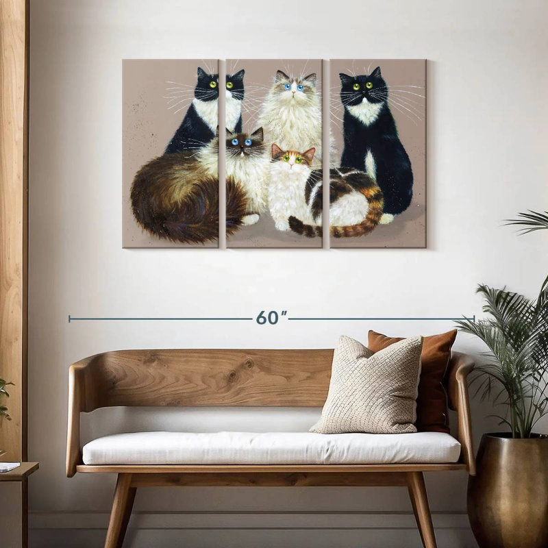 Brampt Five Cat Gang, 28" H x 45" W
