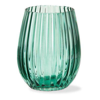 Gramercy Fluted Stemless Wine Green Glass Everyday 18 Oz