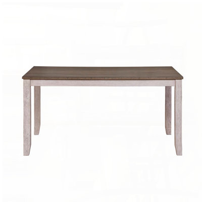 Table de salle à manger rectangulaire deux tons - blanc grisâtre et brun