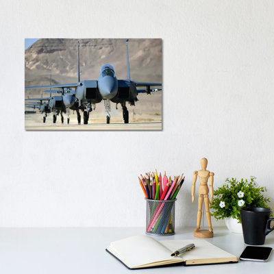 A Group Of F-15E Strike Eagles At Uvda Air Force Base, Israel - Wrapped Canvas Print