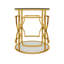 Table d'appoint ronde dorée de luxe 19,7 po avec plateau en verre trempé et tablette de rangement, table de bout moderne avec cadre en métal pour salon, chambre à coucher, canapé, table d'appoint pour petit espace-133293626