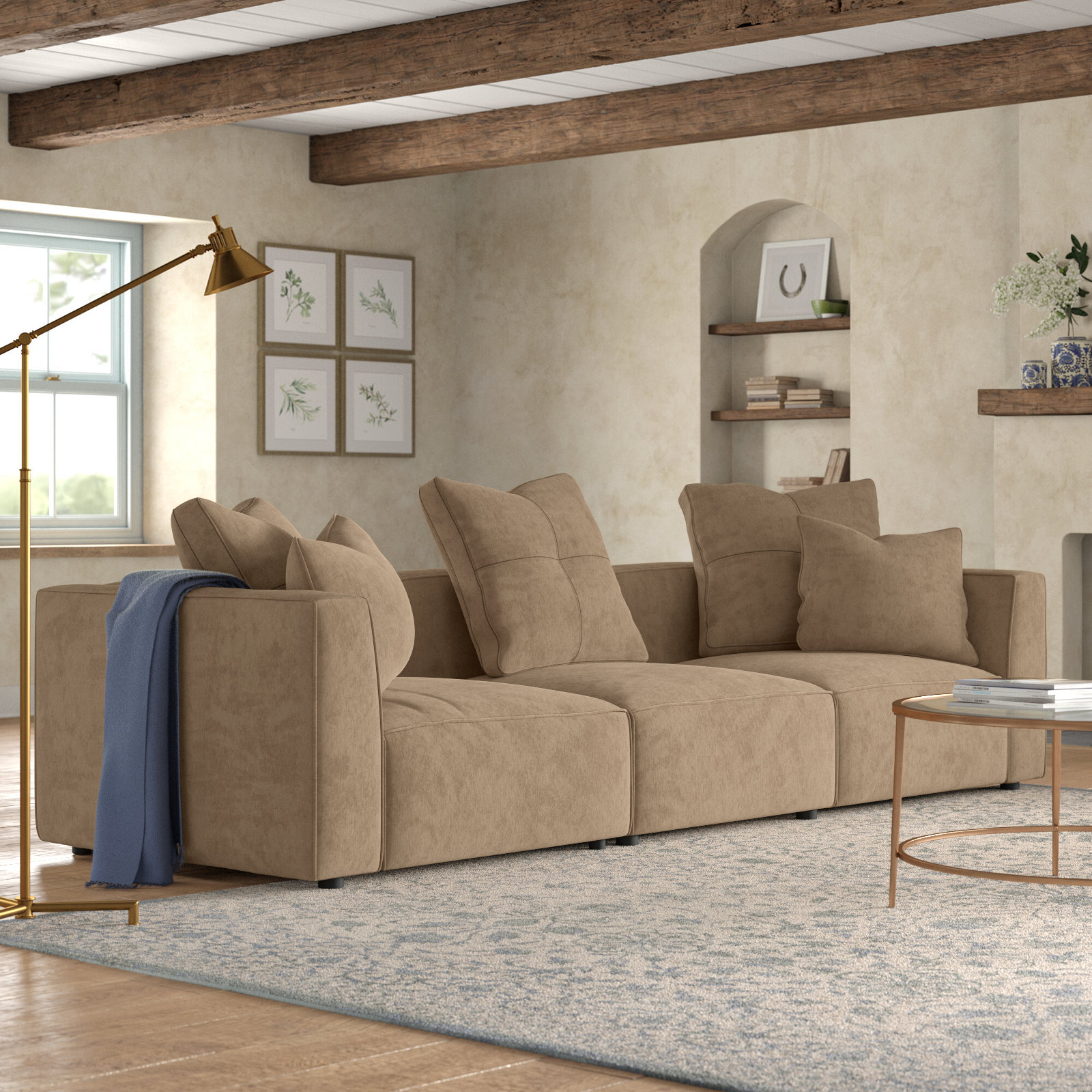 Del Modular Upholstered Sectional, Bella Buckwheat Polyester