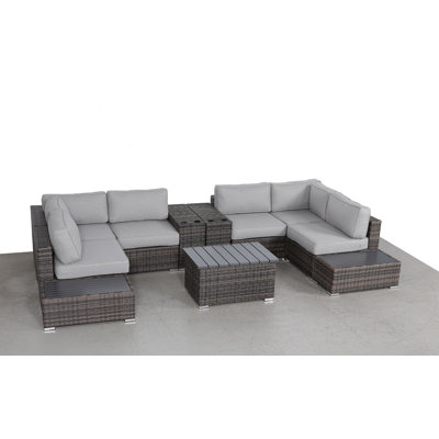 Tezer Wicker Fully Assembled 4 - Person Seating Group with Cushions