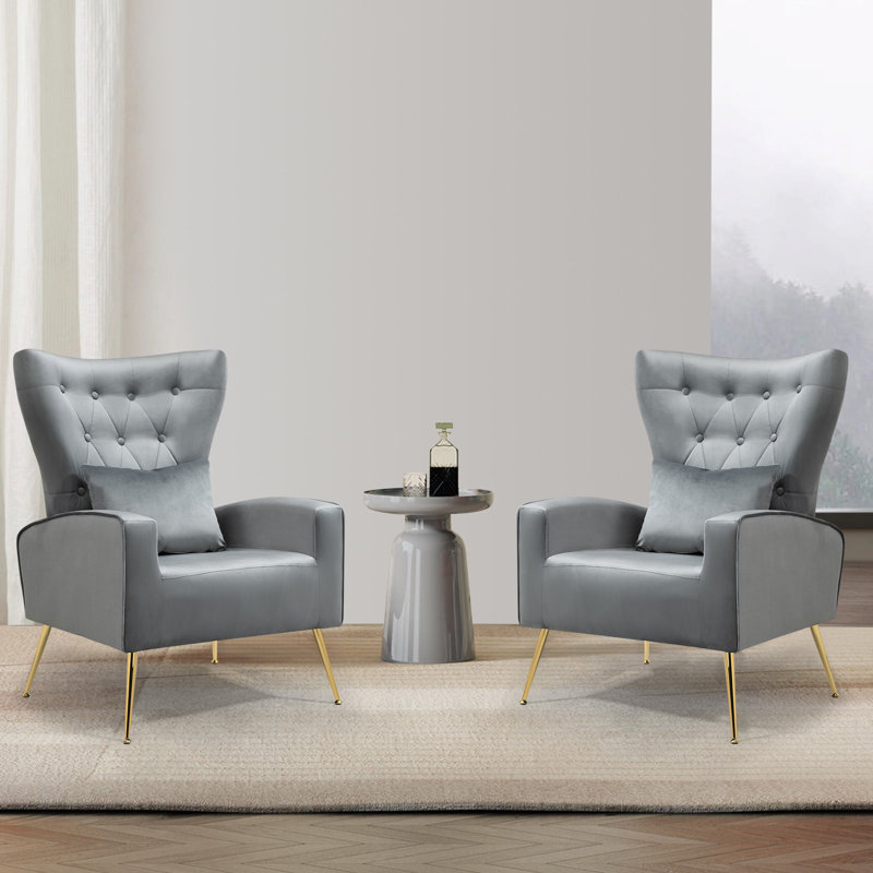 Velvet Armchair, Grey Velvet