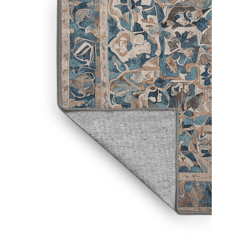 Machine Washable Gray Area Rug, Round 6'