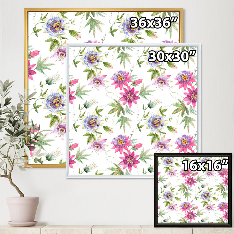 Fleurs de rose passion - reproduction sur toile, Toile blanche encadrée, H 36 po x l 36 po x P 1 po