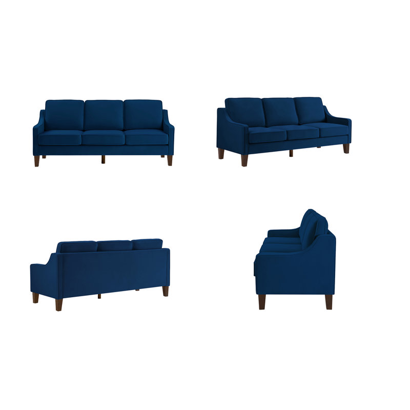 Canapé en velours Harvetta, Velours bleu marine