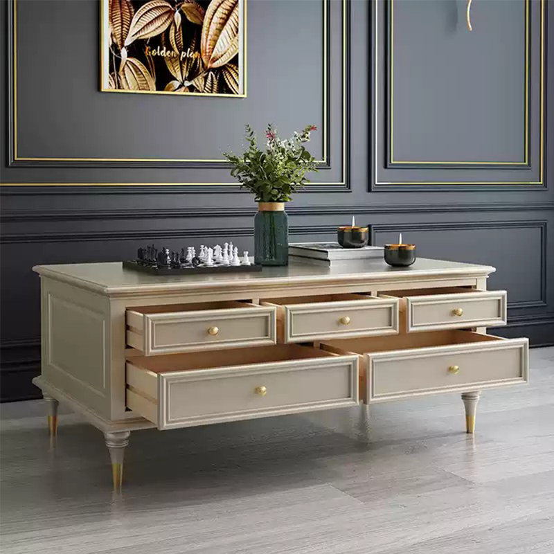 Table basse imperméable éco-peinte, H 20,47 po x L 55,11 po x l 29,52 po, Champagne