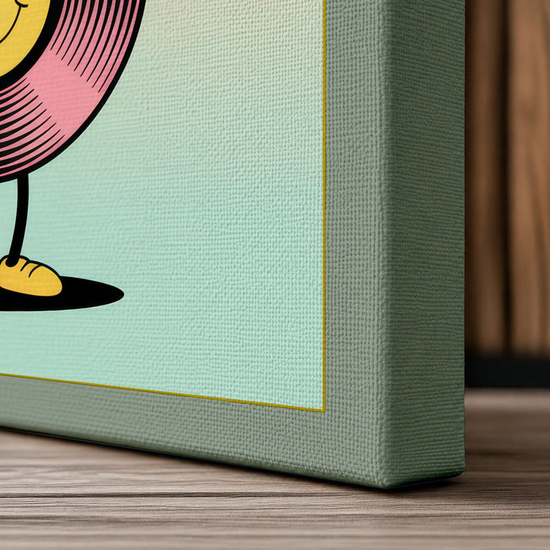 Disco Party Time Retro - Wrapped Canvas, 24x16 - 61.0 x 40.6 cm, Sage Border