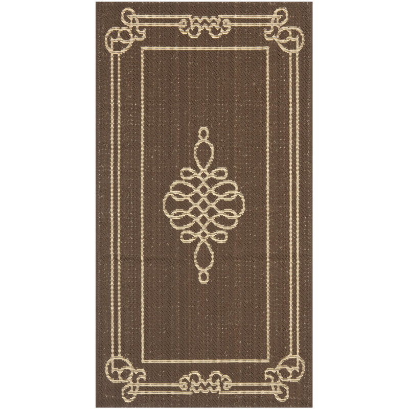 Tapis oriental d'intérieur / extérieur Cherene Performance, Brown/Tan, Rectangle 2 pi x 3 pi 7 po