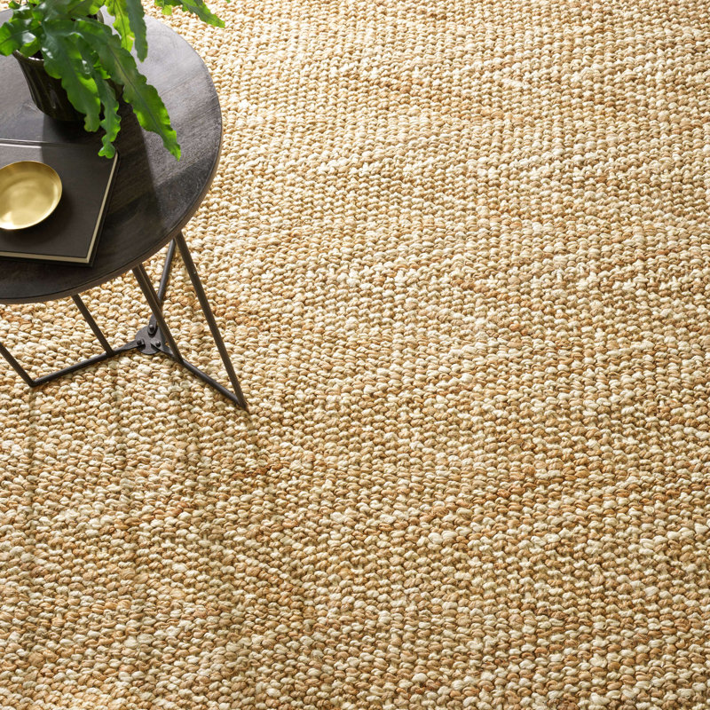 Meghan Ivory/Natural Handwoven Jute Rug, Rectangle 7'6" x 9'6"