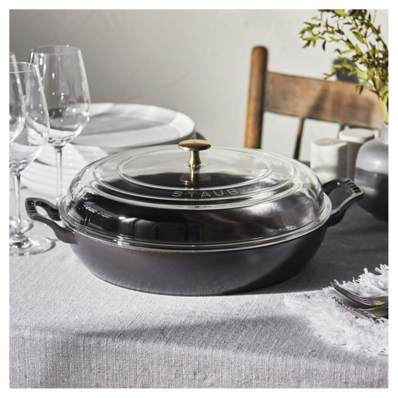 Cast Iron 3.59-qt Braiser with Glass Lid, Matte Black
