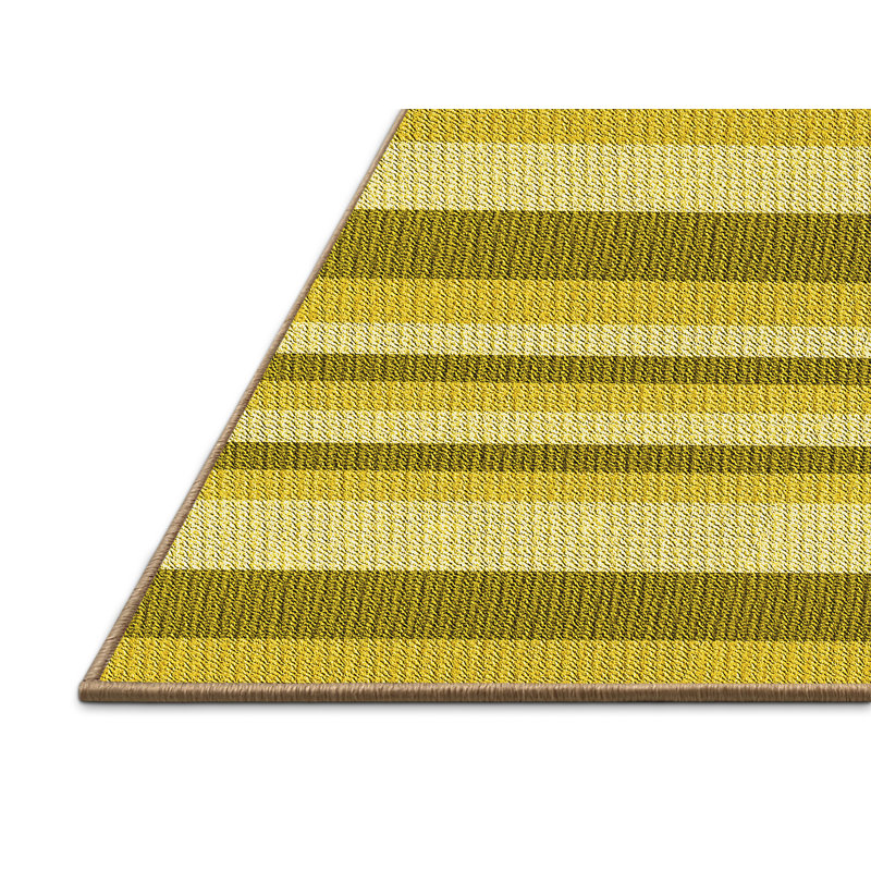 Tapis vert / jaune en laine, Rectangle 5 pi x 8 pi