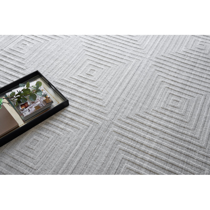 Castelli Geometric Area Rug in Light Silver, Light Silver, Rectangle 10' x 14'