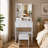 Modern Small Makeup Vanity Desk with 3-Mode Dimmable LED Lights, 3 Drawers & Multi Open Storage Shelves, Hair Dryer Holder and Power Outlet, Dressing Table with Stool for Bedroom-1319783240