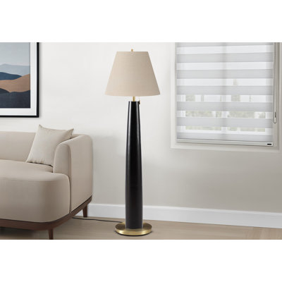 Lighting, 62 po, lampe sur pied, métal noir, abat-jour beige, contemporain