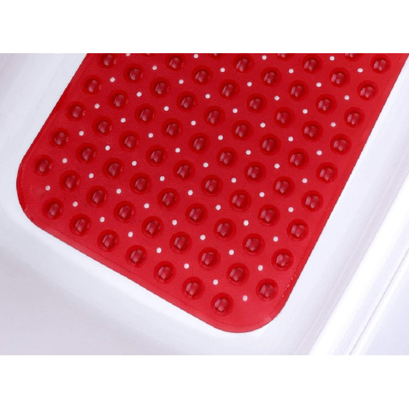 Tapis de bain extra long antidérapant avec ventouses, Rouge translucide