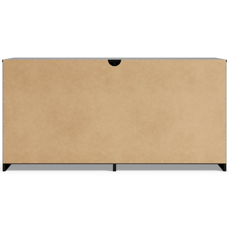 Commode double 6 tiroirs Dymone, H 26,22 po x l 52,72 po x P 15,83 po, Noir